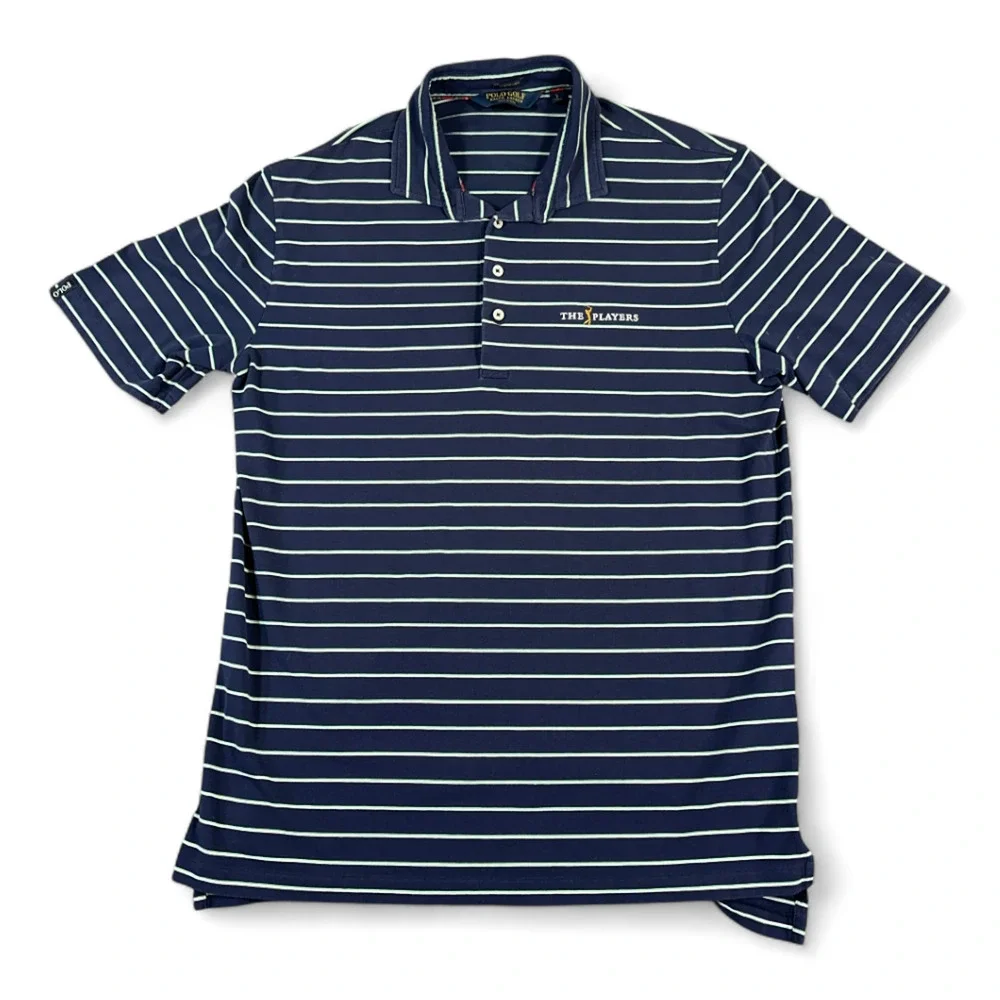 Ralph Lauren Polo Golf Shirt Adult LARGE Blue Striped The Players Tournament